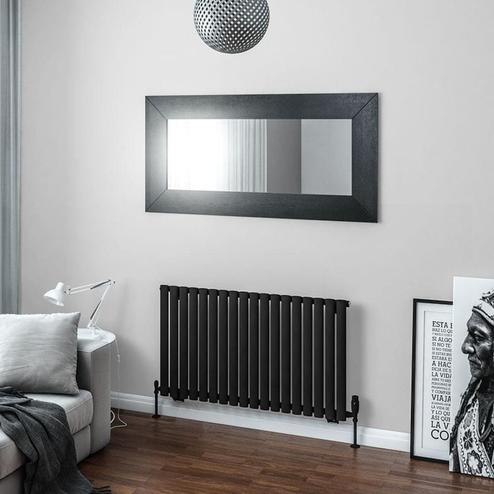 Eastbrook Panel Radiator Eastbrook Tunstall Straight Horizontal Designer Radiator in Matt Black 600 x 1061mm