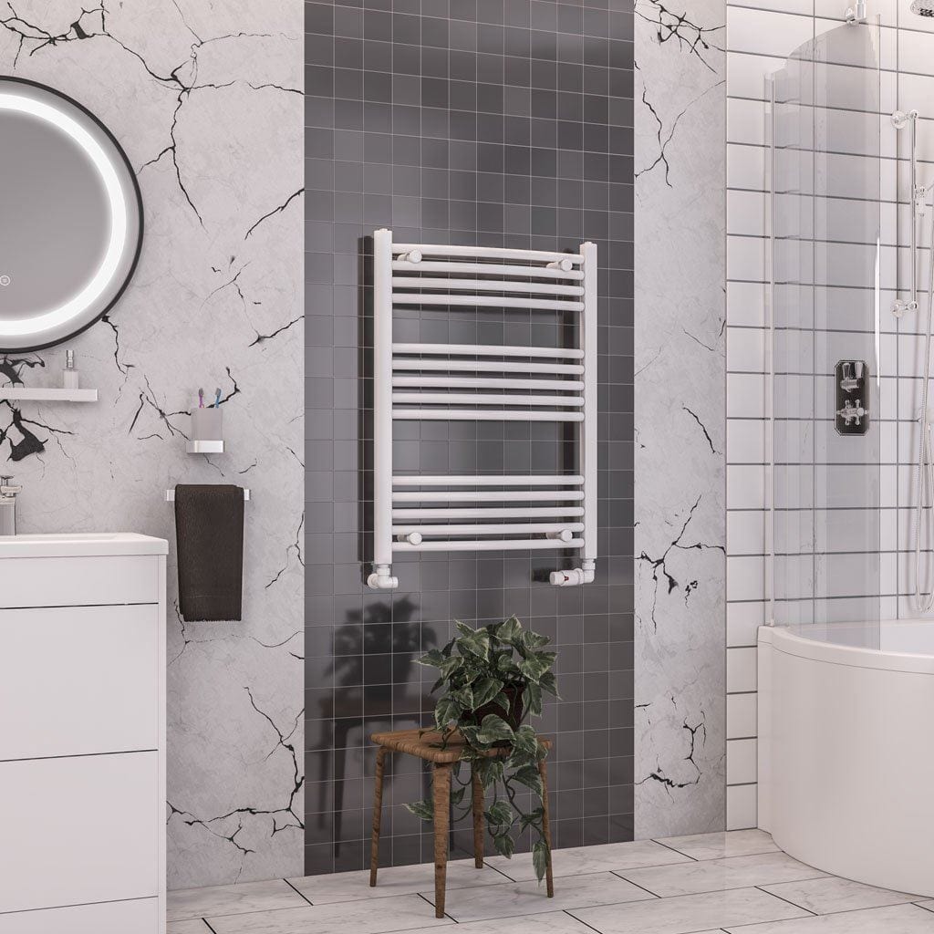 Totally Rads Ladder Rails Eastbrook Wendover Curved Vertical Heated Towel Rail in White 800 x 600 / Central Heating