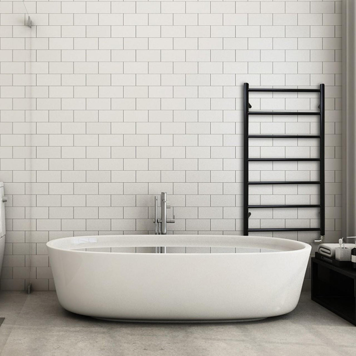JIS Ladder Rail JIS Sussex Pevensey Vertical Stainless Steel Heated Towel Rail Black / Central Heating