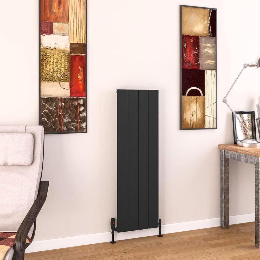 Eastbrook Panel Radiators Eastbrook Charlton Vertical Designer Radiator in Matt Black 1200 x 375 / Electric Only