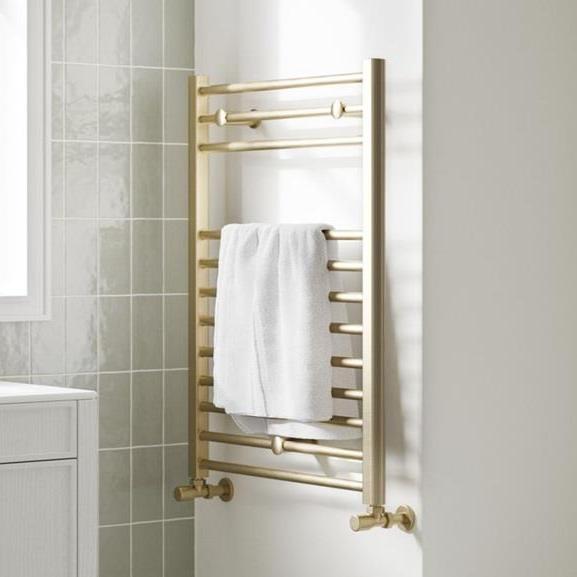 Aquarius Ladder Rails Aquarius Auro Towel Rail in Brushed Brass 1200 x 500