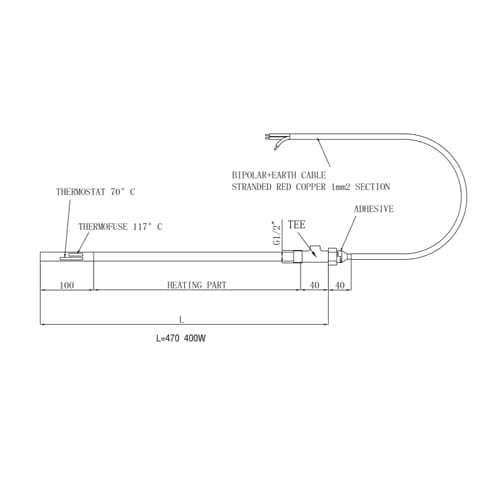 JTP Heating Elements JTP Heating Element with T-Piece
