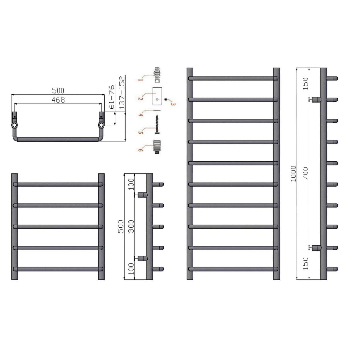 Reina Designer Towel Radiator Reina Aliano Heated Towel Rail in Chrome
