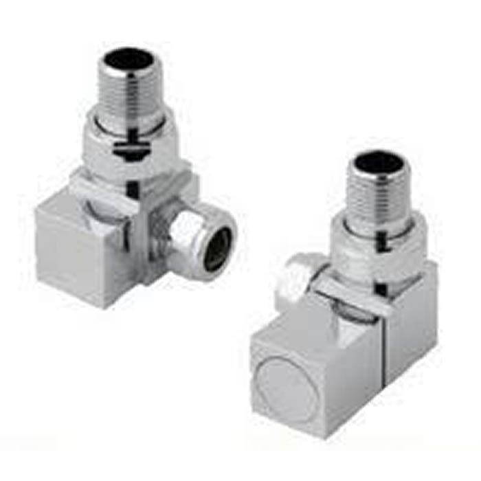 Totally Rads Eastbrook Corner Square Radiator Valves Pair - Chrome - 41.3010