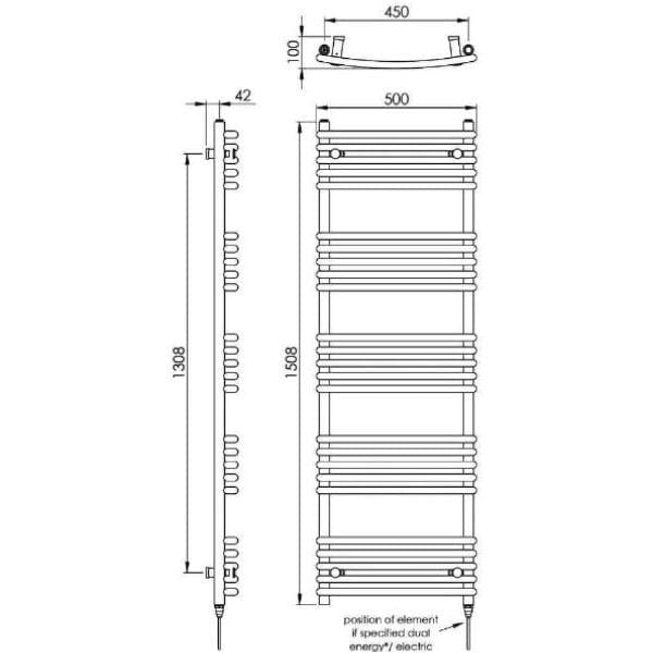Vogue Designer Towel Radiator Vogue Melody Curved Designer Towel Radiator in Chrome
