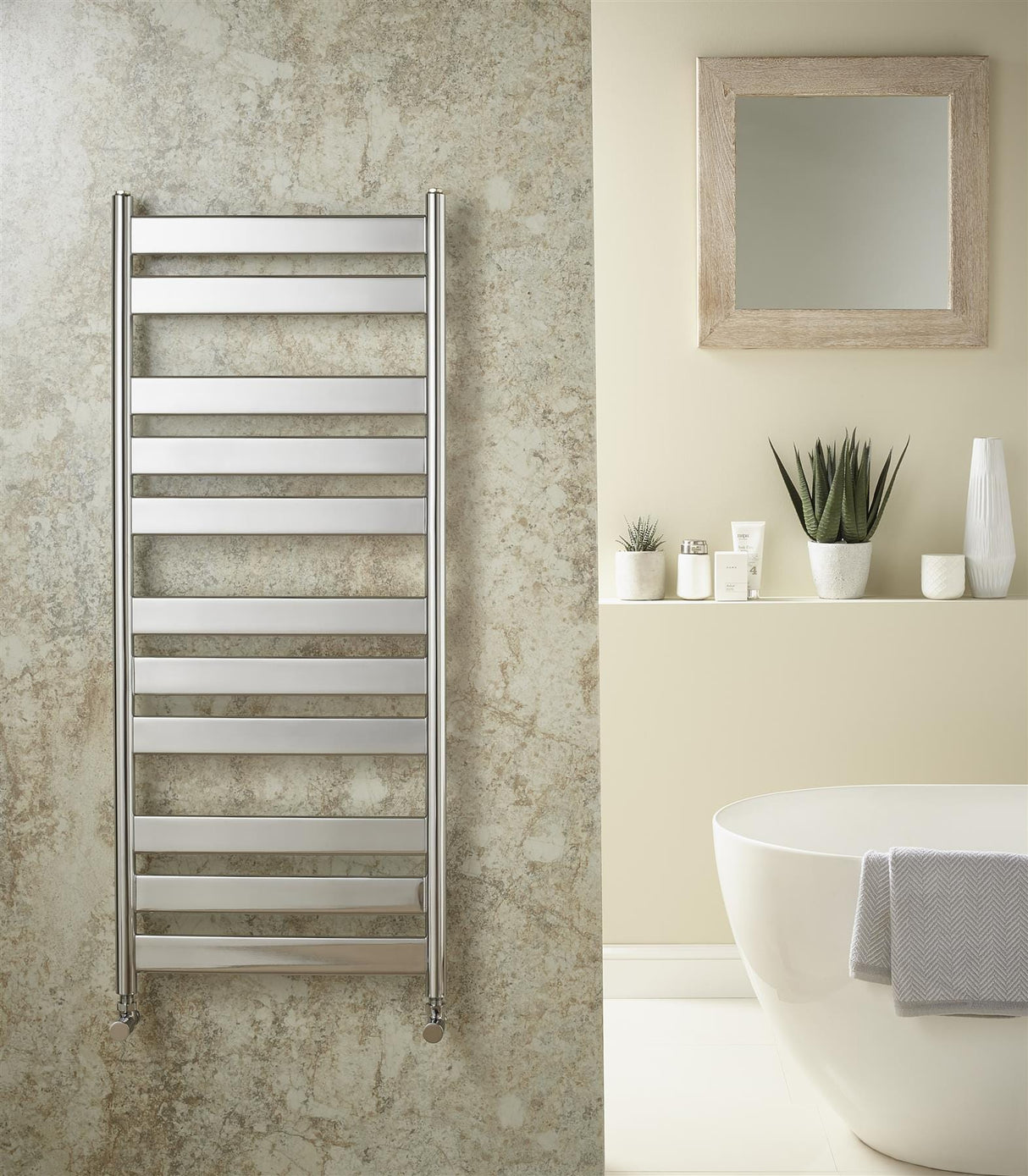 Redroom Designer Towel Radiators Redroom Azor Straight Vertical Designer Towel Rail in Chrome 1600 x 500 / Dual Fuel