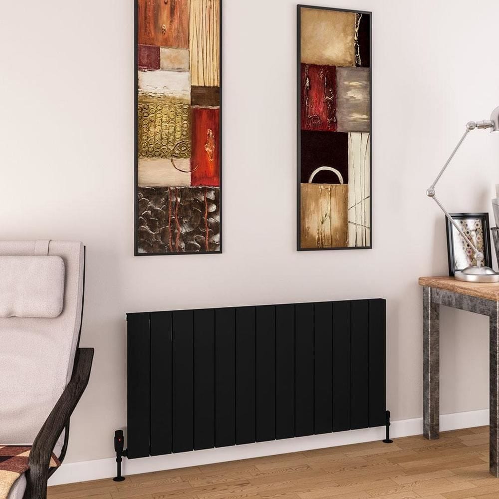 Eastbrook Panel Radiators Eastbrook Charlton Horizontal Designer Radiator in Matt Black 600 x 1230 / Central Heating