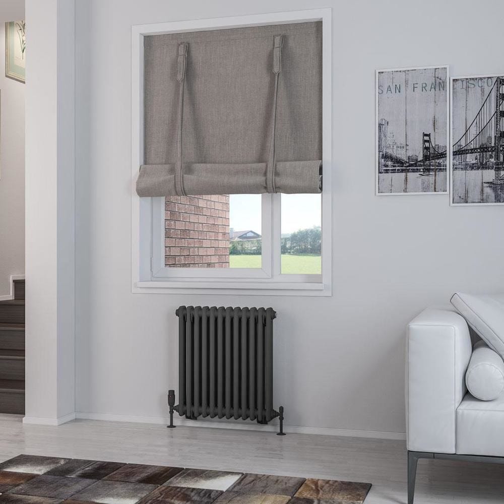 Eastbrook Column Radiator Eastbrook Rivassa Traditional 2 Column Radiator in Matt Anthracite 600 x 563 / Central Heating