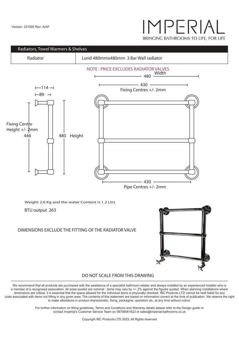Imperial Traditional Towel Radiators Imperial Lund Traditional Wall Mounted Heated Towel Rail in Chrome