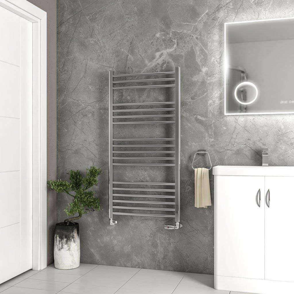 Eastbrook Ladder Rail Eastbrook Wendover Straight Vertical Heated Towel Rail in Polished Stainless Steel 1200 x 600 / Central Heating