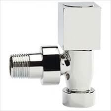 Totally Rads Eastbrook Square Head Straight Manual Radiator Valves Pair - Chrome - 12.038