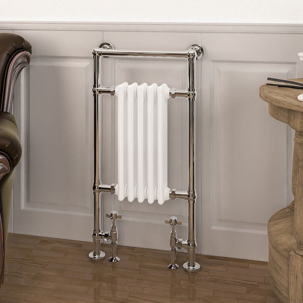 Eastbrook Insert Radiators Eastbrook Avon Straight Vertical Traditional Radiator in Chrome/Gloss White 960 x 500 / Dual Fuel
