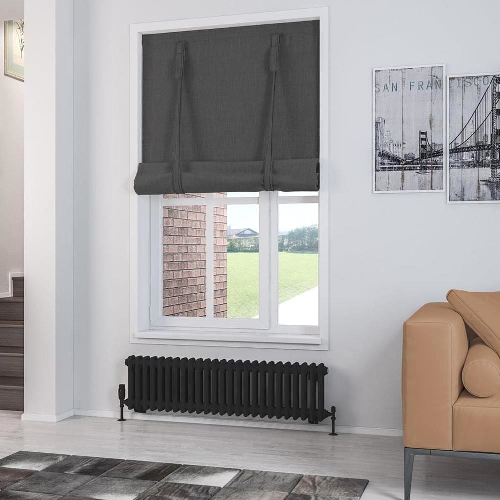 Eastbrook Column Radiator Eastbrook Rivassa Traditional 2 Column Radiator in Matt Black 300 x 1148 / Dual Fuel