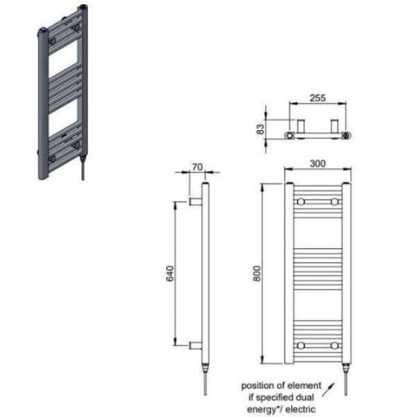 Vogue Ladder Rails Vogue Axis Straight Ladder Towel Rail in Chrome