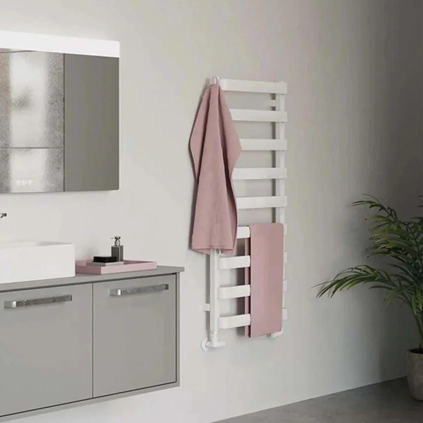 Crosswater Designer Towel Radiator Crosswater Air Designer Towel Radiator in Soft White Matt 1150 x 500 / Dual Fuel