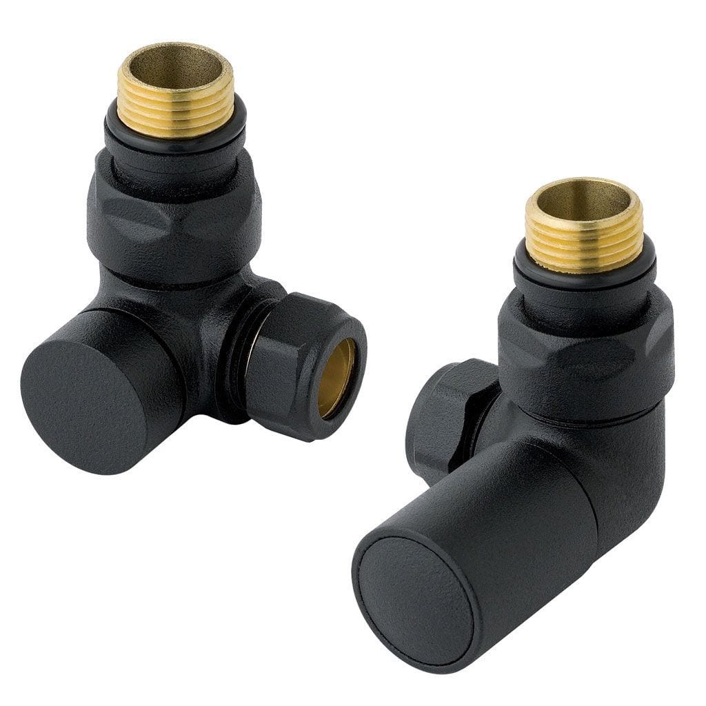 Totally Rads Eastbrook Corner Manual Radiator Valves Pair - Matt Black - 41.3019