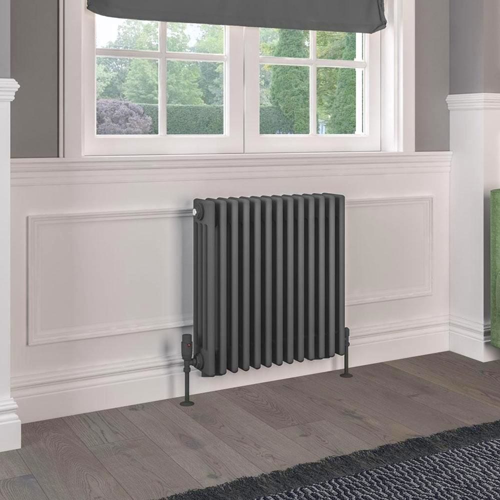 Eastbrook Column Radiator Eastbrook Rivassa Traditional 4 Column Radiator in Matt Anthracite 600 x 605 / Electric Only