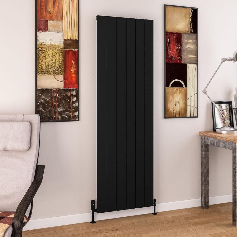 Eastbrook Panel Radiators Eastbrook Charlton Vertical Designer Radiator in Matt Black 1800 x 565 / Central Heating