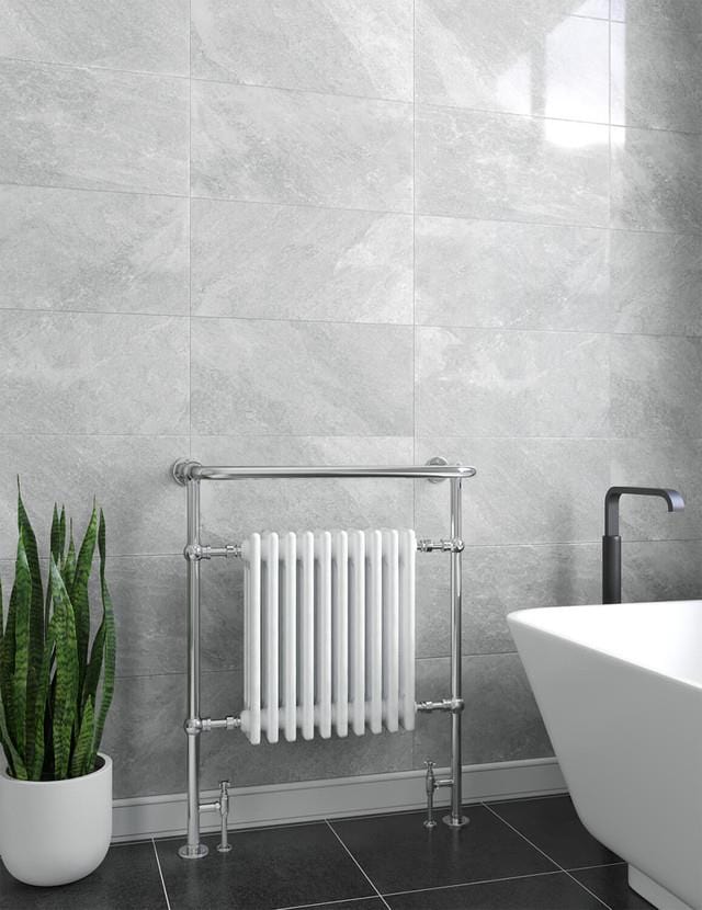 Vogue Insert Radiators Vogue Regency Traditional Floor Mounted Radiator in Chrome/White 963 x 538 / Central Heating
