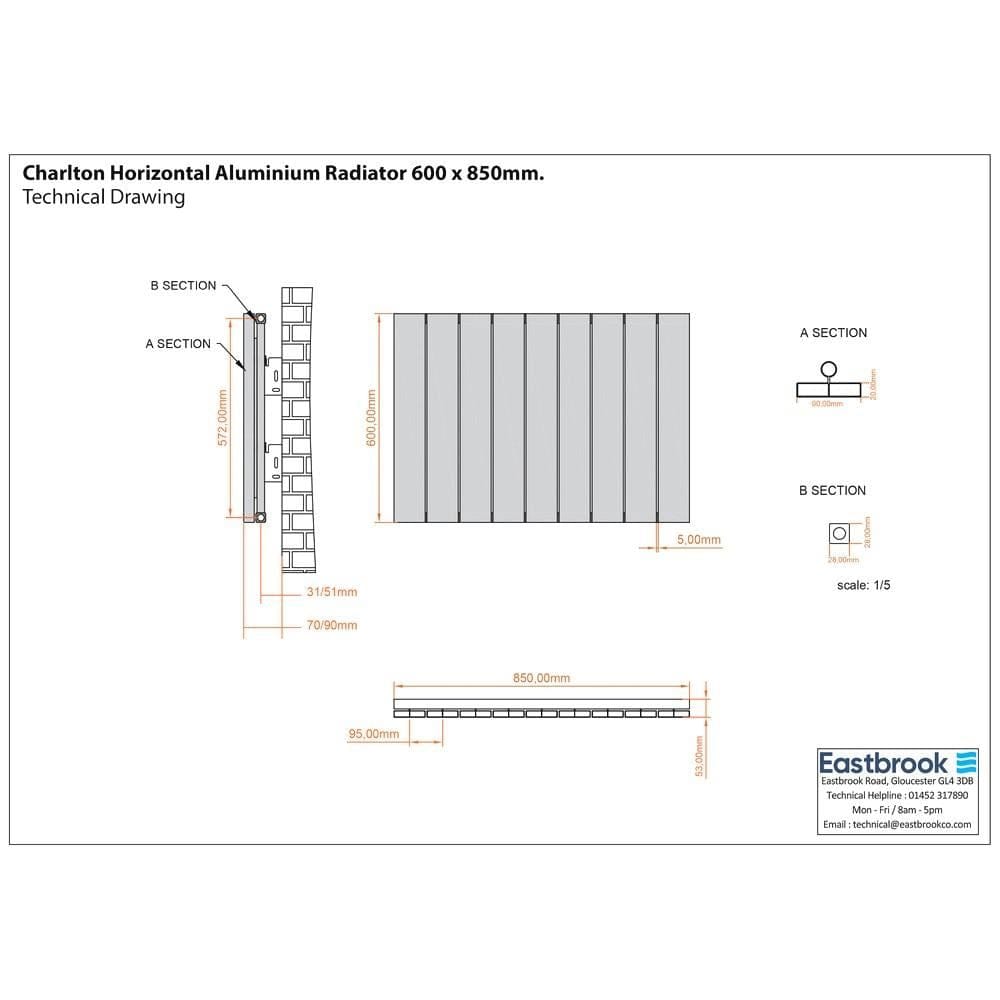 Eastbrook Flat Panel Radiators Eastbrook Charlton Horizontal Designer Radiator in Matt Anthracite