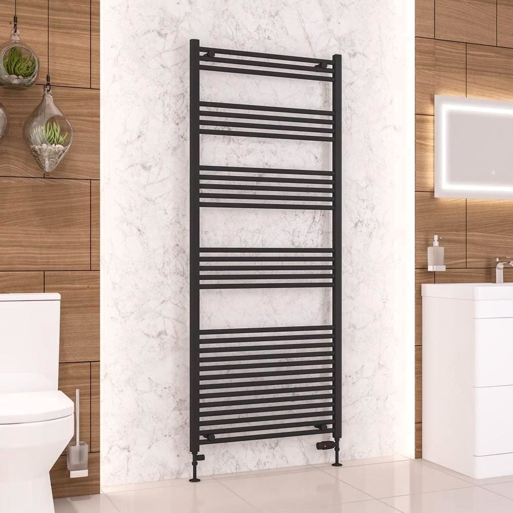Eastbrook Ladder Rail Eastbrook Wendover Straight Vertical Heated Towel Rail in Matt Black 1800 x 750 / Dual Fuel