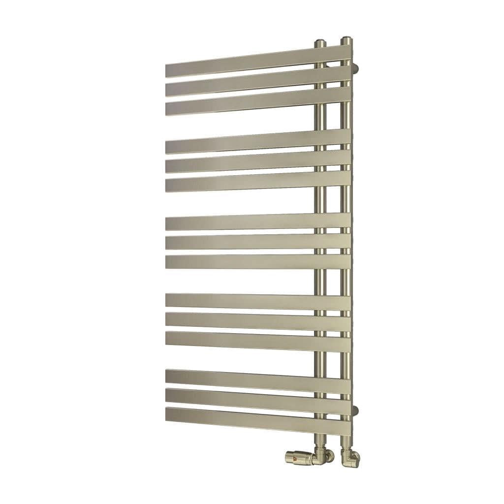 Eastbrook Designer Towel Radiators Eastbrook Leonardo Straight Vertical Heated Towel Rail in Brushed Brass 1200 x 600mm / Dual Fuel