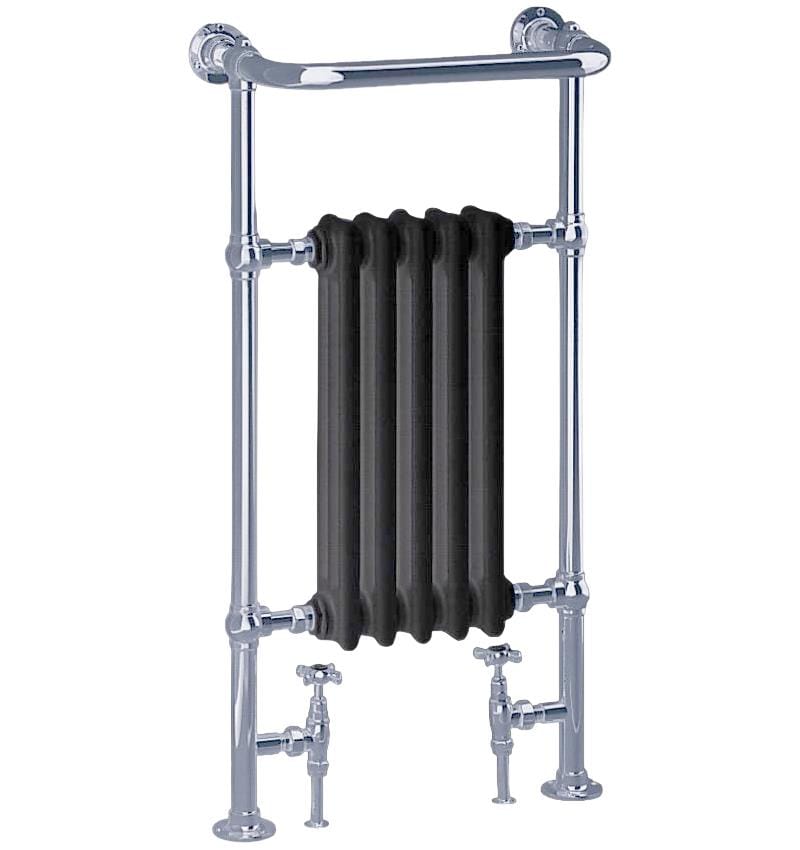 Heritage Insert Radiators Heritage Baby Clifton Traditional Straight Vertical Heated Towel Radiator - 940 x 498 - Chrome/Black - AHC80