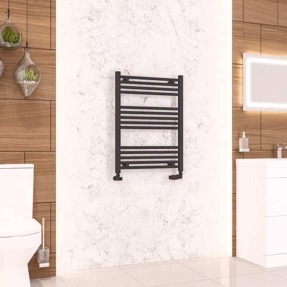Eastbrook Ladder Rail Eastbrook Wendover Straight Vertical Heated Towel Rail in Matt Black 800 x 600 / Electric Only