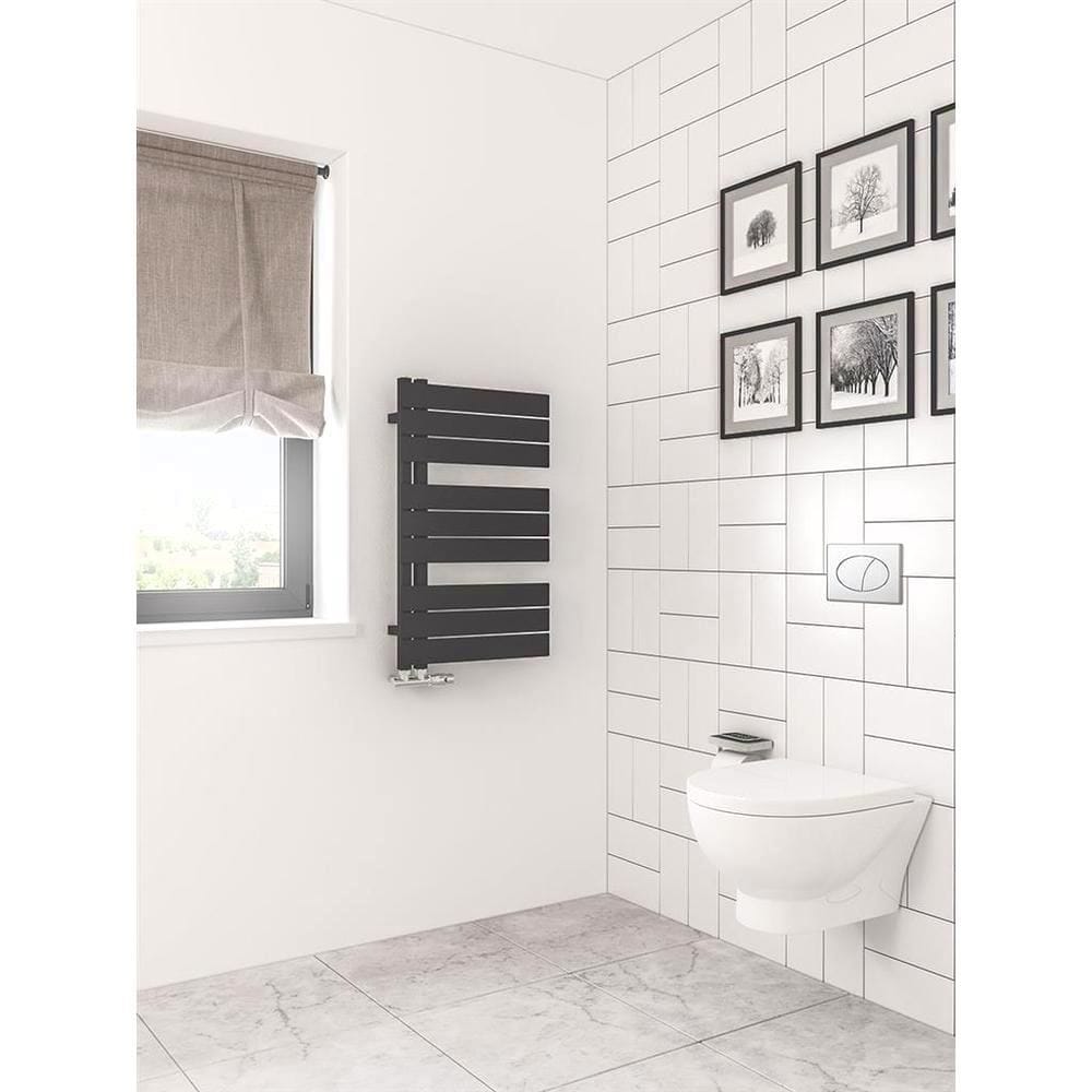 Eastbrook Designer Towel Radiator Eastbrook Helmsley Straight Vertical Designer Towel Rail in Matt Black 800 x 500 / Electric Only