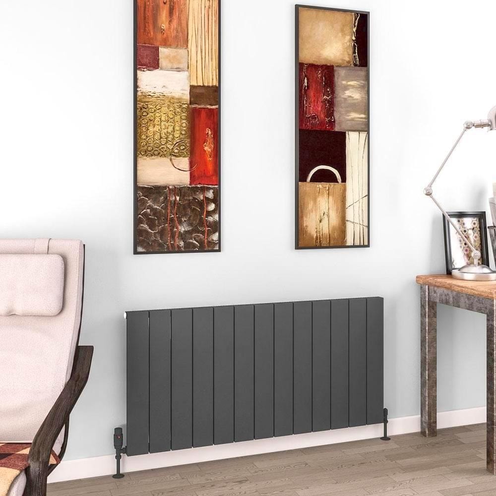 Eastbrook Flat Panel Radiators Eastbrook Charlton Horizontal Designer Radiator in Matt Anthracite 600 x 1230 / Electric Only