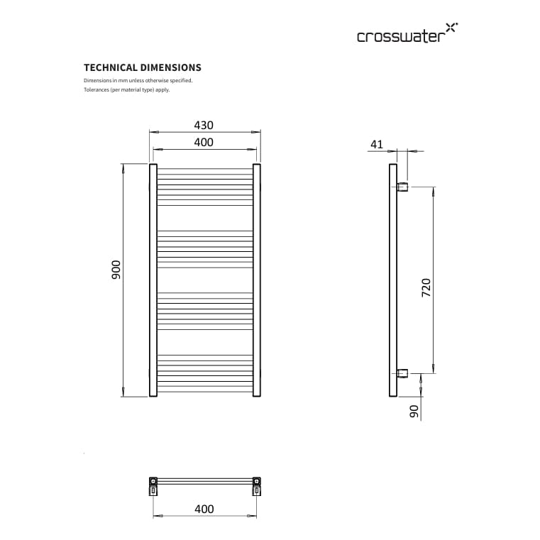 Crosswater Ladder Rail Crosswater MPRO Designer Vertical Towel Radiator in Brushed Brass
