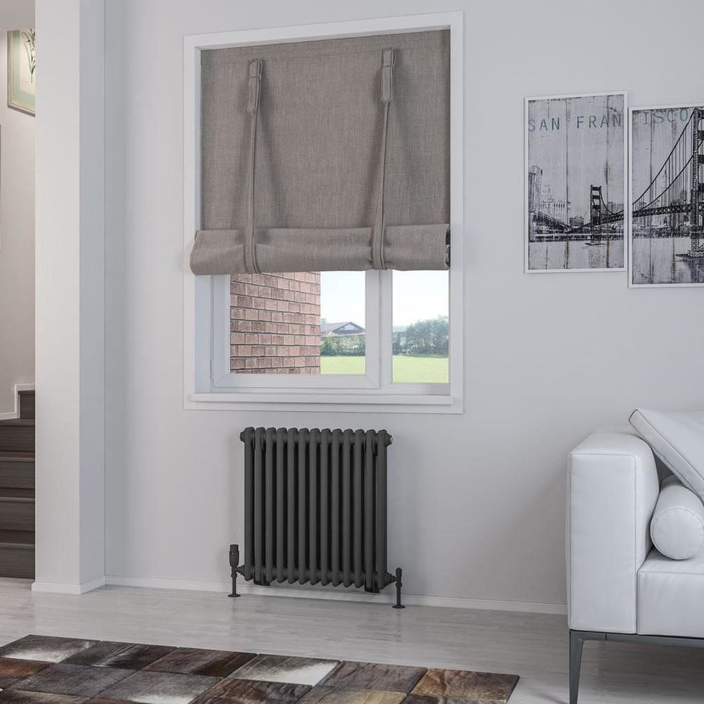 Eastbrook Column Radiator Eastbrook Rivassa Traditional 2 Column Radiator in Matt Anthracite 600 x 608 / Central Heating