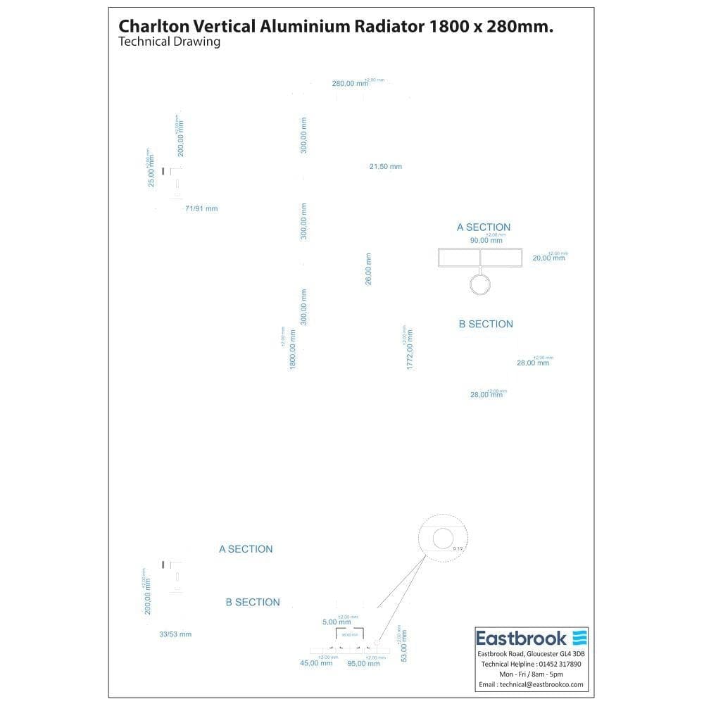 Eastbrook Charlton Vertical Designer Radiator in Matt Black