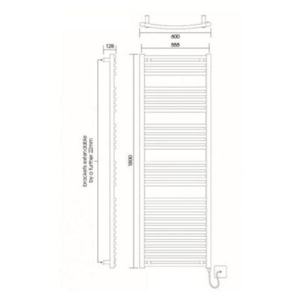 Vogue Ladder Rail Vogue Combes Curved Ladder Towel Rail in Chrome 1800 x 600 / Central Heating