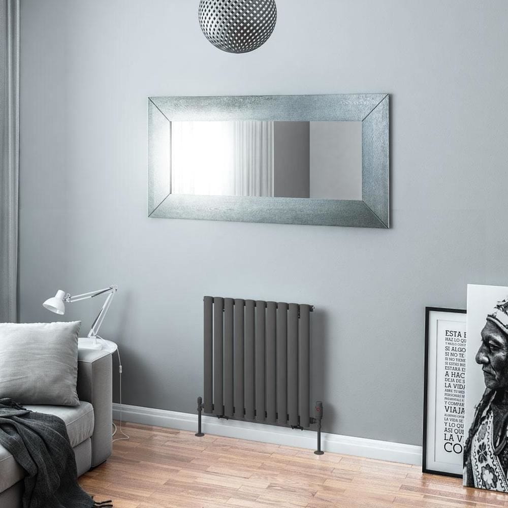 Eastbrook Panel Radiator Eastbrook Tunstall Straight Horizontal Designer Radiator in Matt Anthracite 600 x 589mm
