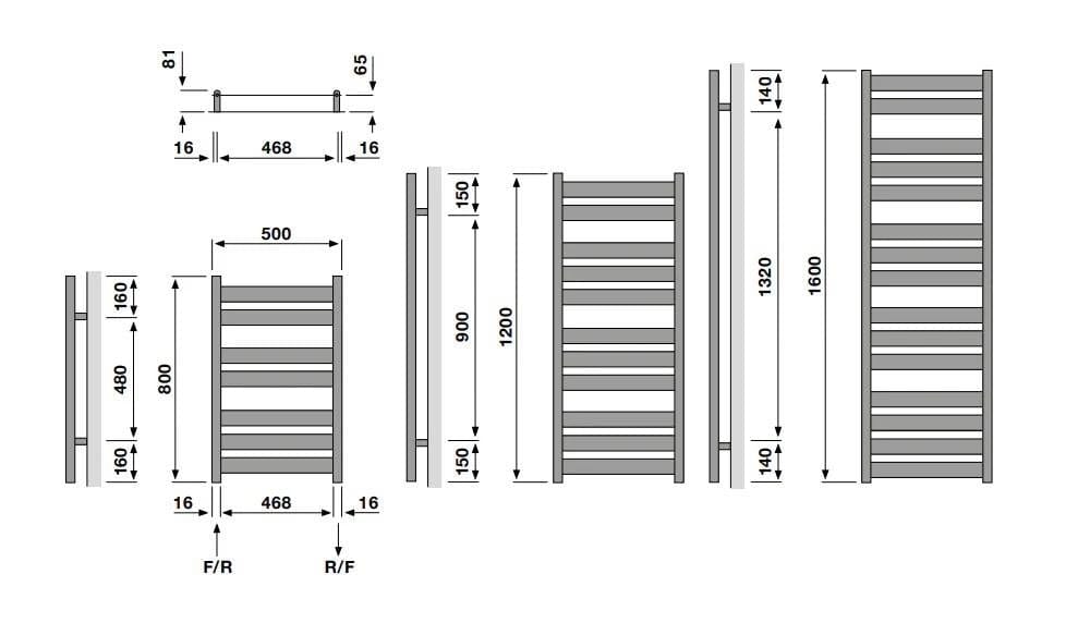 Redroom Designer Towel Radiators Redroom Azor Straight Vertical Designer Towel Rail in Matt Black
