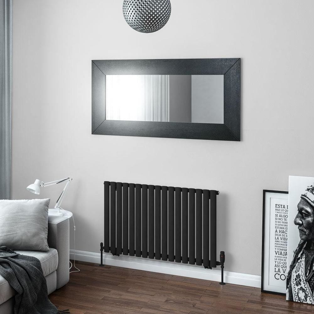 Eastbrook Panel Radiator Eastbrook Tunstall Straight Horizontal Designer Radiator in Matt Black 600 x 1002mm