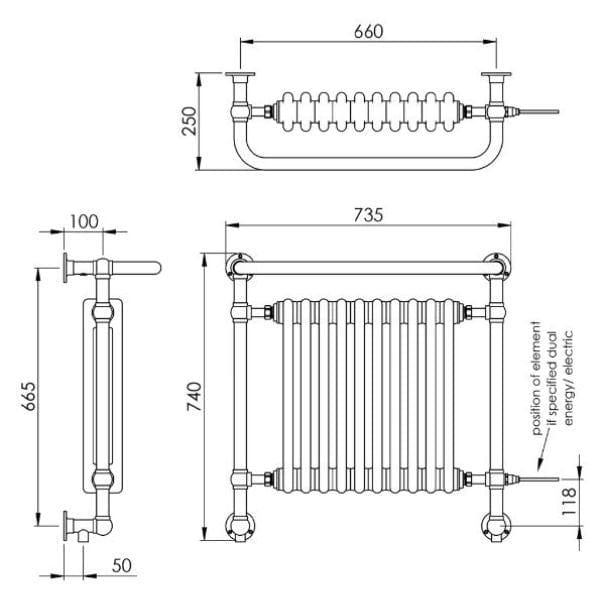 Vogue Insert Radiators Vogue Regency Traditional Wall Mounted Radiator in Chrome/White