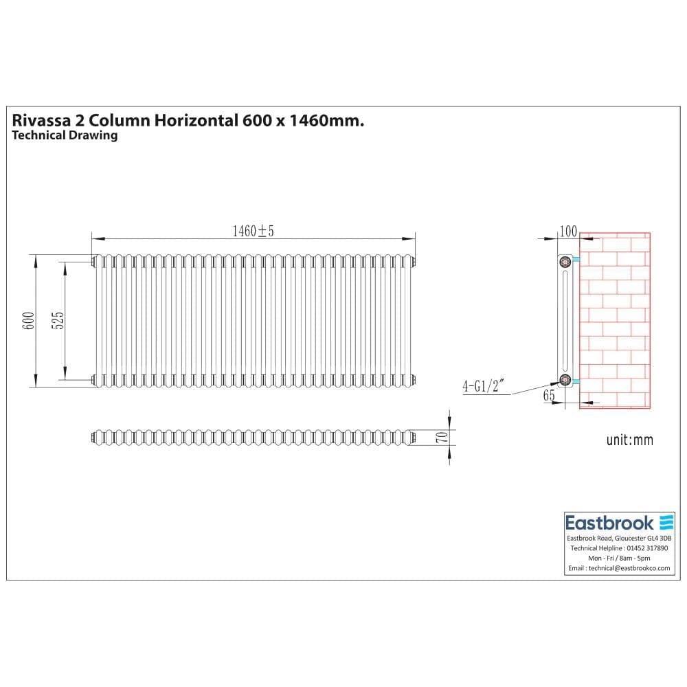 Eastbrook Rivassa Traditional 2 Column Radiator in Gloss White