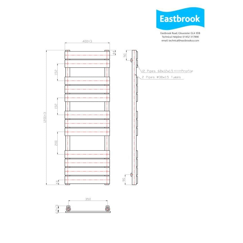 Eastbrook Designer Towel Rail Eastbrook Staverton Tube on Tube Straight Vertical Heated Towel Rail in Chrome