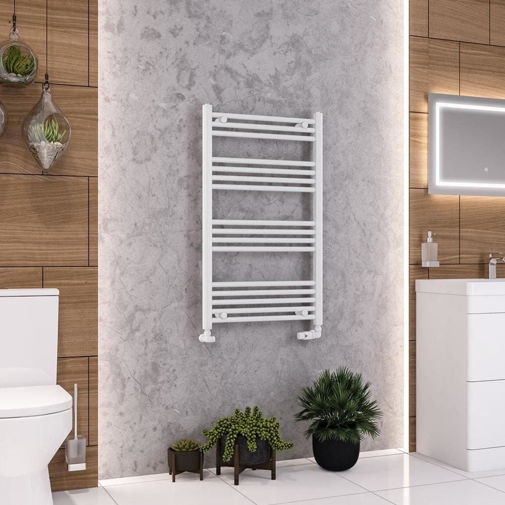 Eastbrook Ladder Rail Eastbrook Wendover Straight Vertical Heated Towel Rail in White 1000 x 600 / Central Heating