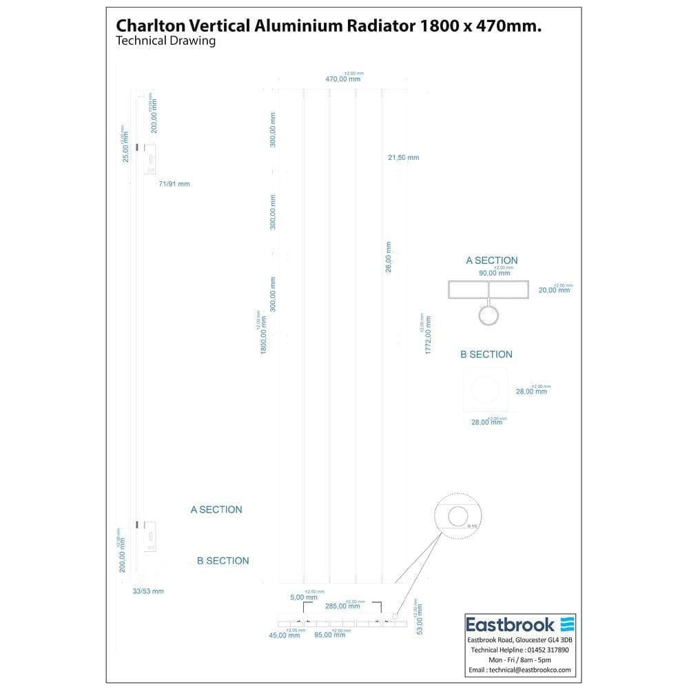 Eastbrook Panel Radiators Eastbrook Charlton Vertical Designer Radiator in Matt Black