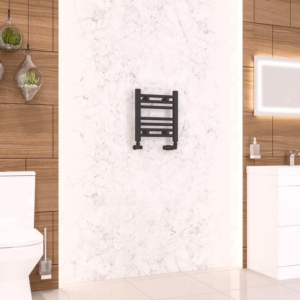 Eastbrook Ladder Rails Eastbrook Wendover Straight Vertical Heated Towel Rail in Matt Black 360 x 400 / Electric Only