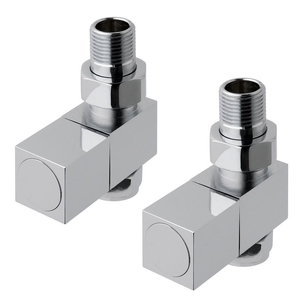 Totally Rads Eastbrook Square Head Straight Manual Radiator Valves Pair - Chrome - 12.038