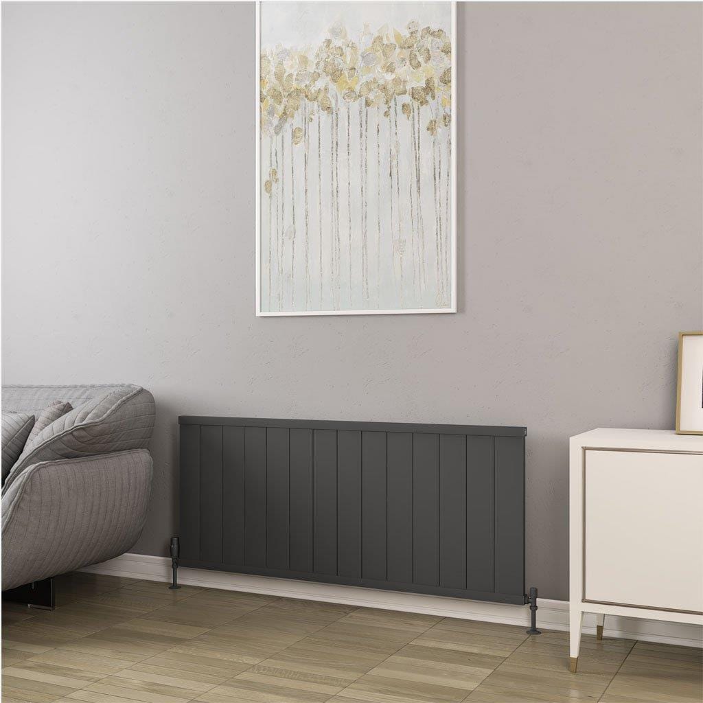 Eastbrook Panel Radiator Eastbrook Kingswood Slimline Horizontal Aluminium Radiator 600 x 1410mm / Matt Anthracite