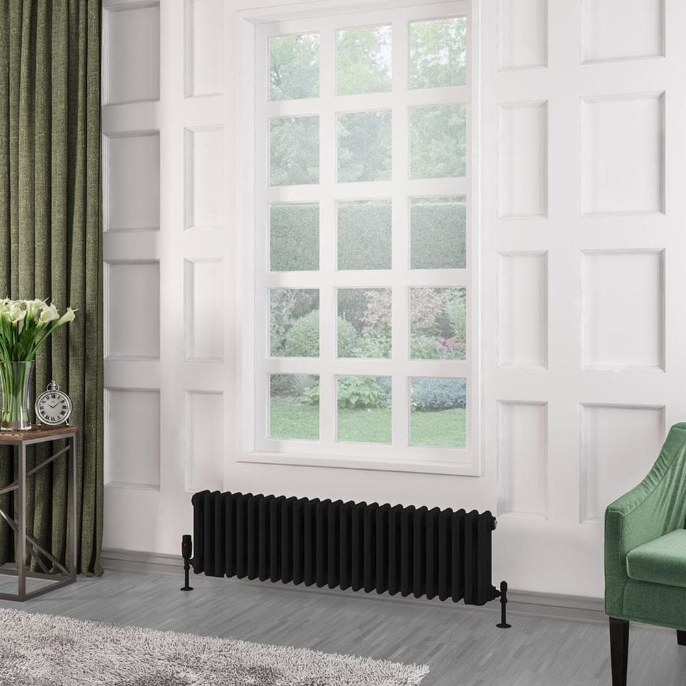 Eastbrook Column Radiator Eastbrook Rivassa Traditional 3 Column Radiator in Matt Black 300 x 1148 / Central Heating