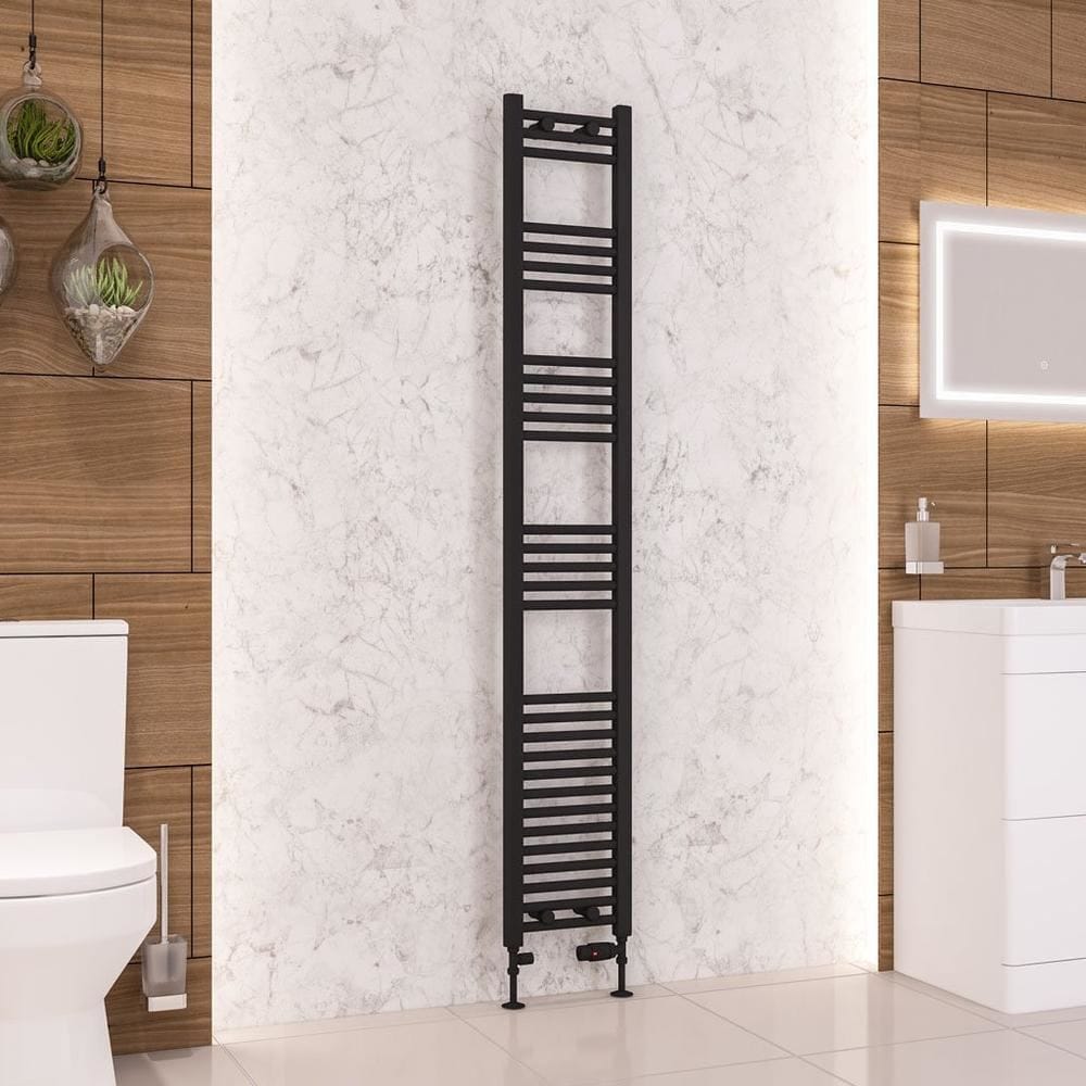 Eastbrook Ladder Rail Eastbrook Wendover Straight Vertical Heated Towel Rail in Matt Black 1800 x 300 / Central Heating