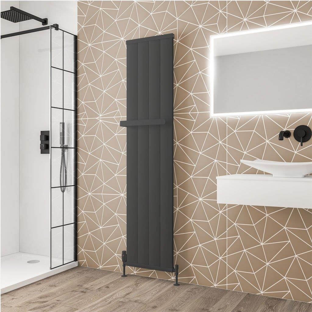 Eastbrook Panel Radiator Eastbrook Kingswood Slimline Vertical Aluminium Radiator 1800 x 410mm / Matt Anthracite