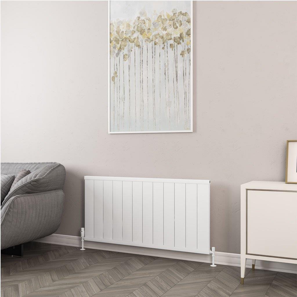 Eastbrook Panel Radiator Eastbrook Kingswood Slimline Horizontal Aluminium Radiator 600 x 1210mm / Matt White