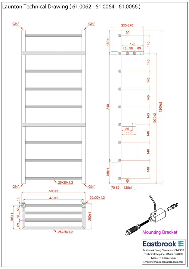 Eastbrook Designer Towel Radiator Eastbrook Launton Straight Vertical Heated Towel Rail in Matt White